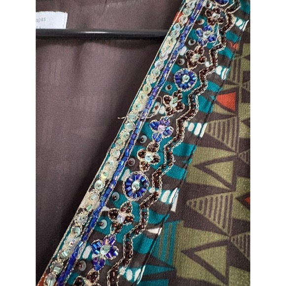 Mamas & Papas Maternity Boho Beaded V Neck Print Dress Size 16 - Picture 4 of 8